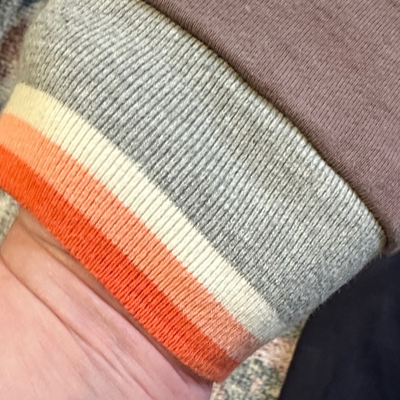 Brown and Navy with Orange accents Cotton Fleece Retro Sweatshirt - Picture 5 of 7